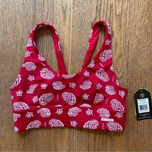 NEW Zumba Sports Bra Red Handkerchief Bandana Print Size Medium NWT